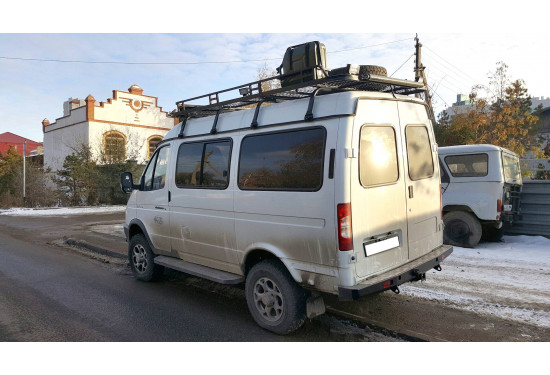 Бампер силовой задний OJ серии "ТУРИЗМ" для ГАЗ Соболь 4х4 (221717, 22177, 27527) с квадратом под фаркоп