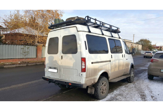 Бампер силовой задний OJ серии "ТУРИЗМ" для ГАЗ Соболь 4х4 (221717, 22177, 27527) с квадратом под фаркоп