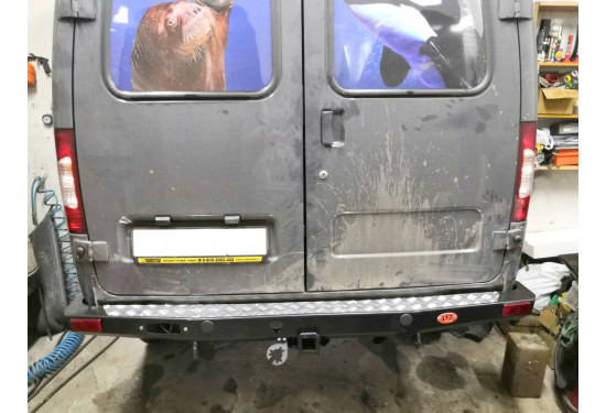 Бампер силовой задний OJ серии "ТУРИЗМ" для ГАЗ Соболь 4х4 (221717, 22177, 27527) с квадратом под фаркоп