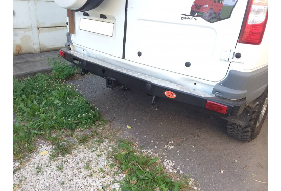 Бампер силовой задний OJ серии "ТУРИЗМ" для ГАЗ Соболь 4х4 (221717, 22177, 27527) с квадратом под фаркоп