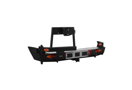 Бампер силовой задний OJ серии "ТРОФИ" для Chevrolet NIVA с калиткой под запаску и квадратом под фаркоп