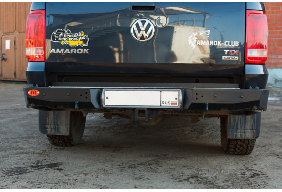 Бампер силовой задний OJ серии "ТРОФИ" для Volkswagen Amarok с квадратом под фаркоп