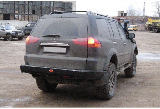 Бампер силовой задний OJ серии "ТРОФИ" для Mitsubishi Pajero Sport 2 с квадратом под фаркоп