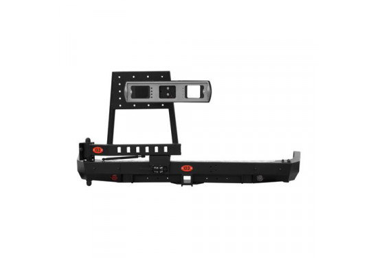 Бампер силовой задний OJ серии "ТРОФИ" для Mitsubishi Pajero Sport 2 с калиткой под запаску и квадратом под фаркоп