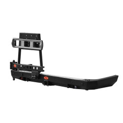 Бампер силовой задний OJ серии "ТРОФИ" для Mitsubishi Pajero Sport 2 с калиткой под запаску и квадратом под фаркоп