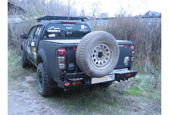 Бампер силовой задний OJ серии "ТРОФИ" для Great Wall Wingle 5 / Wingle 7 с калиткой под запаску и квадратом под фаркоп