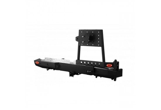 Бампер силовой задний OJ серии "ТРОФИ" для Nissan Navara D40 2010-2015 с калиткой под запаску и квадратом под фаркоп