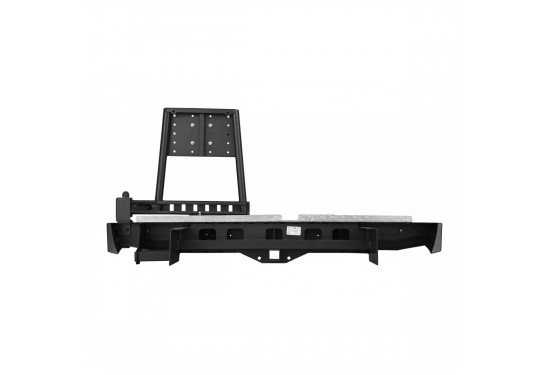 Бампер силовой задний OJ серии "ТРОФИ" для Nissan Navara D40 2010-2015 с калиткой под запаску и квадратом под фаркоп