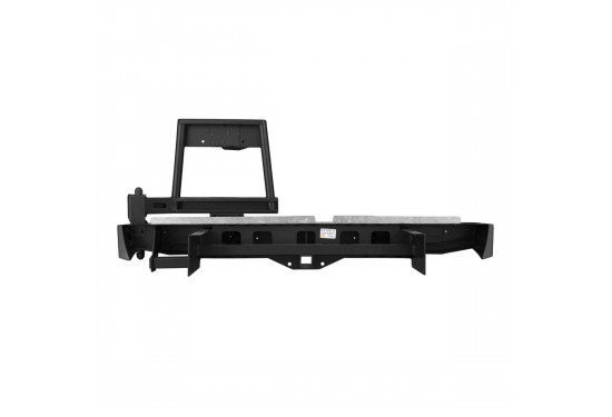 Бампер силовой задний OJ серии "ТРОФИ" для Nissan Navara D40 2010-2015 с калиткой под запаску и квадратом под фаркоп