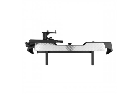 Бампер силовой задний OJ серии "ТРОФИ" для Nissan Navara D40 2010-2015 с калиткой под запаску и квадратом под фаркоп