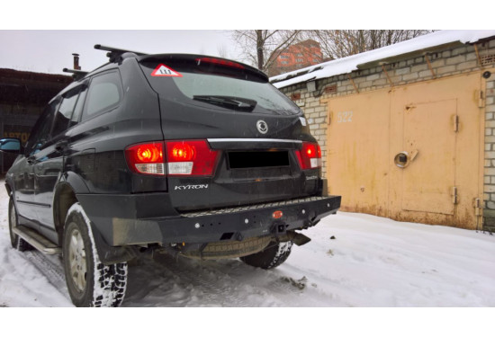 Бампер силовой задний OJ серии "ТРОФИ" для SsangYong Kyron 2007-2016 с квадратом под фаркоп