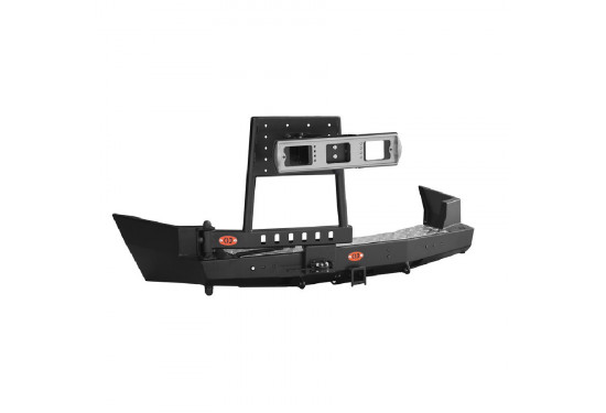 Бампер силовой задний OJ серии "ТРОФИ" для SsangYong Kyron 2007-2016 с калиткой под запаску и квадратом под фаркоп