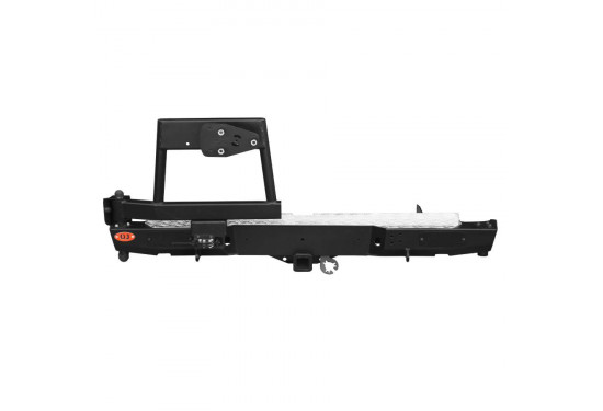 Бампер силовой задний OJ серии "ТРОФИ" для Nissan NP300 с калиткой под запаску и квадратом под фаркоп