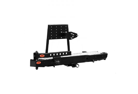 Бампер силовой задний OJ серии "ТРОФИ" для Nissan NP300 с калиткой под запаску и квадратом под фаркоп