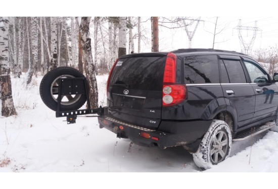 Бампер силовой задний OJ серии "ТРОФИ" для Great Wall Hover H3/H5 с калиткой под запаску и квадратом под фаркоп