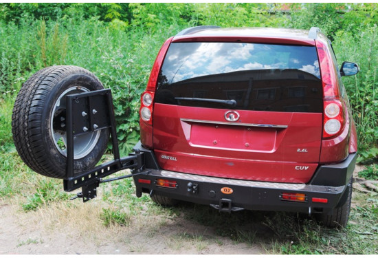 Бампер силовой задний OJ серии "ТРОФИ" для Great Wall Hover H3/H5 с калиткой под запаску и квадратом под фаркоп