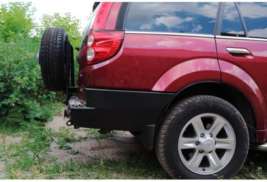 Бампер силовой задний OJ серии "ТРОФИ" для Great Wall Hover H3/H5 с калиткой под запаску и квадратом под фаркоп