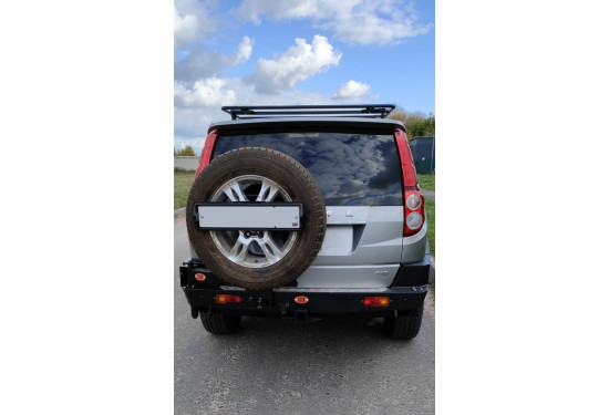 Бампер силовой задний OJ серии "ТРОФИ" для Great Wall Hover H3/H5 с калиткой под запаску и квадратом под фаркоп