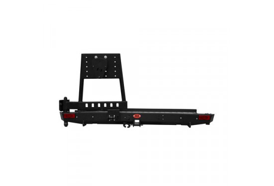 Бампер силовой задний OJ серии "ТРОФИ" для УАЗ Патриот Пикап с калиткой под запаску и квадратом под фаркоп