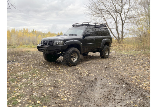 Бампер силовой передний OJ серии "ТРОФИ" для Nissan Patrol Y61 2004-2010 с местами под ПТФ