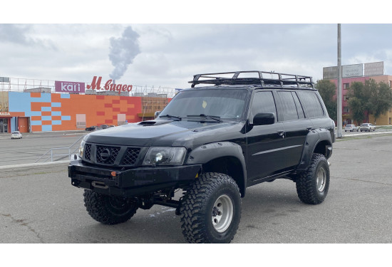 Бампер силовой передний OJ серии "ТРОФИ" для Nissan Patrol Y61 2004-2010 с местами под ПТФ