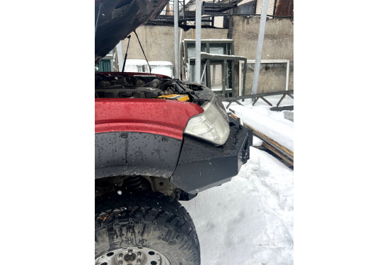 Бампер силовой передний OJ серии "ТРОФИ" для Nissan Navara D40 / Pathfinder R51 2010-2015 с противотуманными фарами