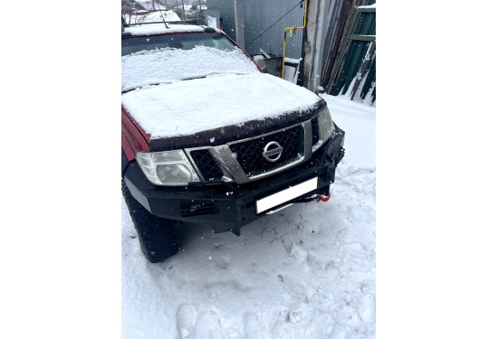 Бампер силовой передний OJ серии "ТРОФИ" для Nissan Navara D40 / Pathfinder R51 2010-2015 с противотуманными фарами