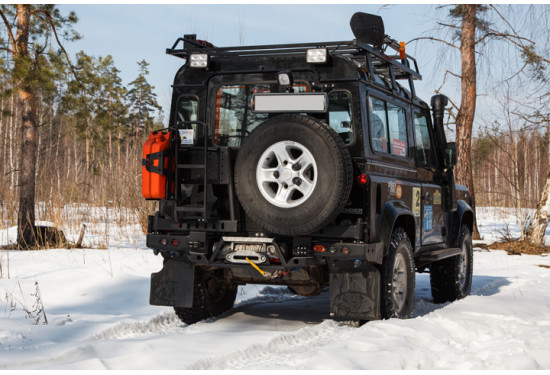 Бампер силовой задний OJ серии "ТРОФИ" для Land Rover Defender 90/110 c калиткой под запаску