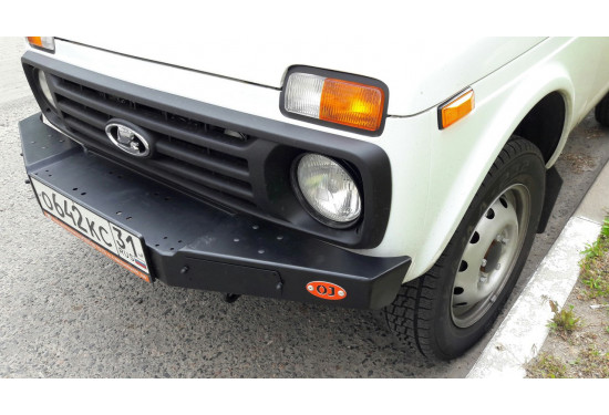 Бампер силовой передний OJ серии "ТРОФИ" для ВАЗ 2121 Нива и ее модификаций с местами под ПТФ