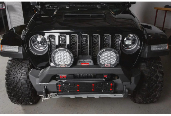 Бампер силовой передний алюминиевый Rival для Jeep Wrangler JL 2017+ и Jeep Gladiator JT 2018+