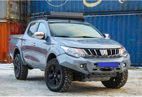 Бампер силовой передний алюминиевый Rival для Mitsubishi L200 2015-2019