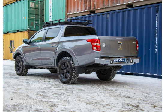 Бампер силовой задний алюминиевый Rival для Mitsubishi L200 2015-2019