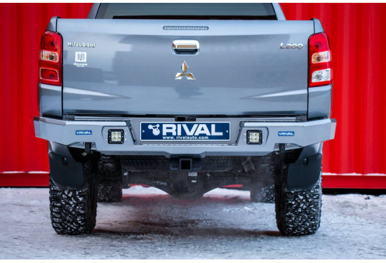 Бампер силовой задний алюминиевый Rival для Mitsubishi L200 2015-2019