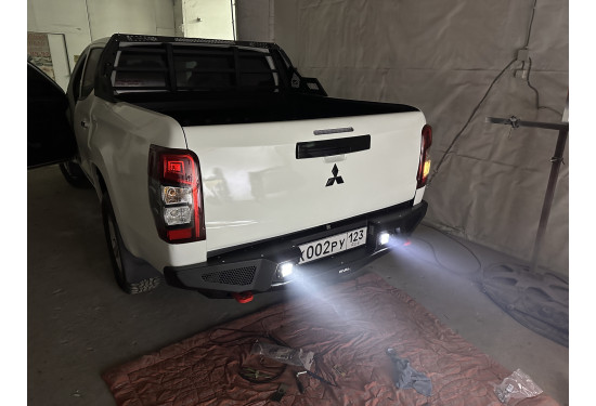 Бампер силовой задний алюминиевый Rival для Mitsubishi L200 2018-2022