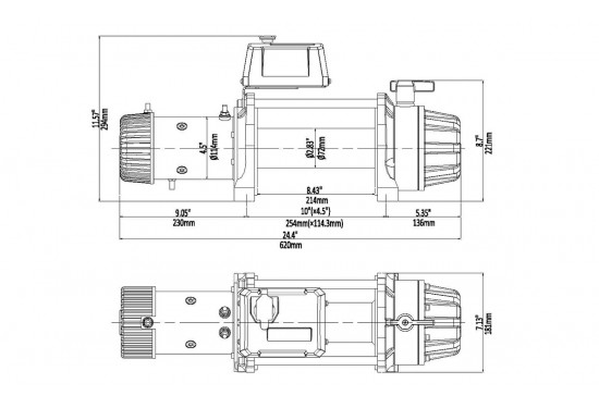 Лебёдка электрическая 12V Runva серии EWB MAX 12500 lbs / 5670 кг (синтетический трос)