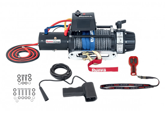 Лебёдка электрическая 12V Runva серии EWB 12500 lbs / 5670 кг (синтетический трос)