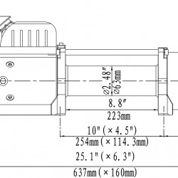 Двухскоростная электрическая лебёдка 12V Runva серии EWD 12000 lbs / 5443 кг (синтетический трос)