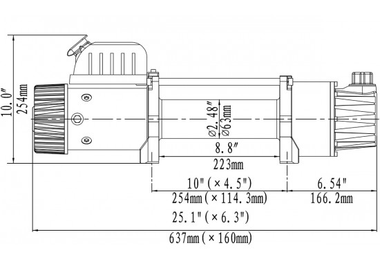 Двухскоростная электрическая лебёдка 12V Runva серии EWD 12000 lbs / 5443 кг (синтетический трос)