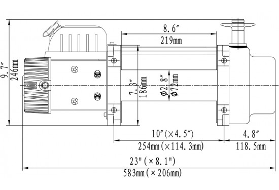 Лебёдка электрическая 24V Runva серии EWN 12000 lbs / 5443 кг (стальной трос)