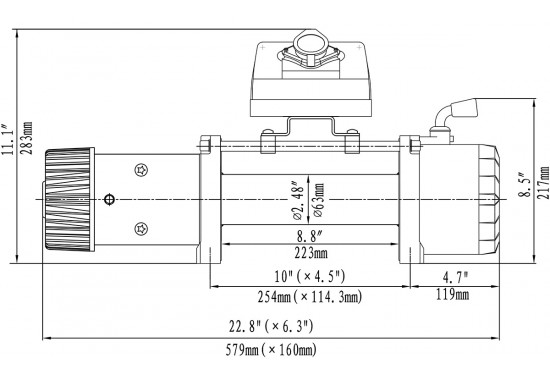 Лебёдка электрическая 24V Runva серии EWX 12000 lbs / 5443 кг (синтетический трос)