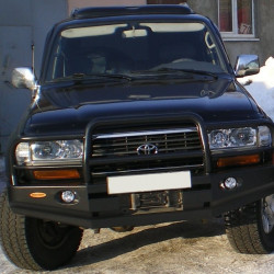 Бампер силовой передний Вездеходофф для Toyota Land Cruiser 80 с кенгурином и площадкой под электрическую лебедку
