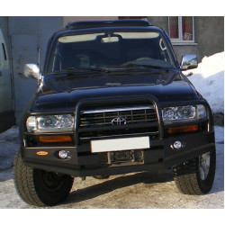 Бампер силовой передний Вездеходофф для Toyota Land Cruiser 80 с кенгурином и площадкой под электрическую лебедку