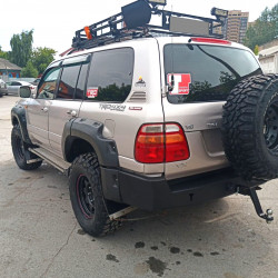 Бампер силовой задний Вездеходофф для Toyota Land Cruiser 100 VX с калиткой под запаску