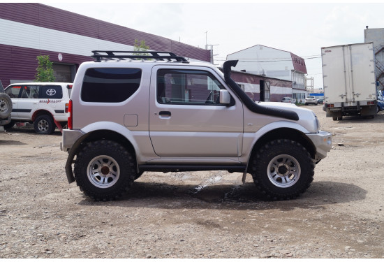 Бампер силовой задний Вездеходофф для Suzuki Jimny 1998-2018 квадратом под фаркоп и дублирующими фонарями