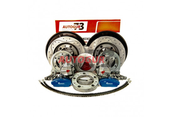 Передние перфорированные дисковые тормоза для УАЗ с военными мостами (суппорт ГАЗ)