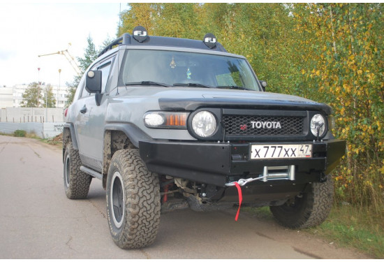 Бампер силовой передний АМЗ с удлинителем штатной защиты для Toyota FJ Cruiser