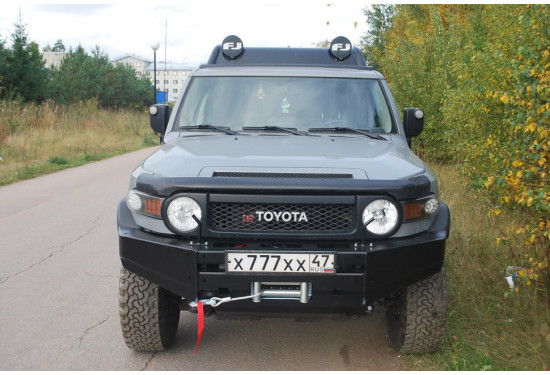 Бампер силовой передний АМЗ с удлинителем штатной защиты для Toyota FJ Cruiser