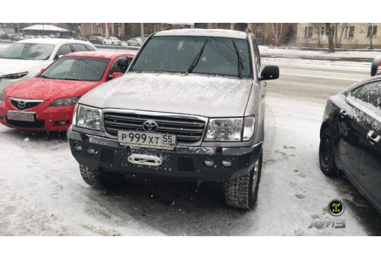 Бампер силовой передний АМЗ для Toyota Land Cruiser 105 под штатную электрическую лебедку AISIN