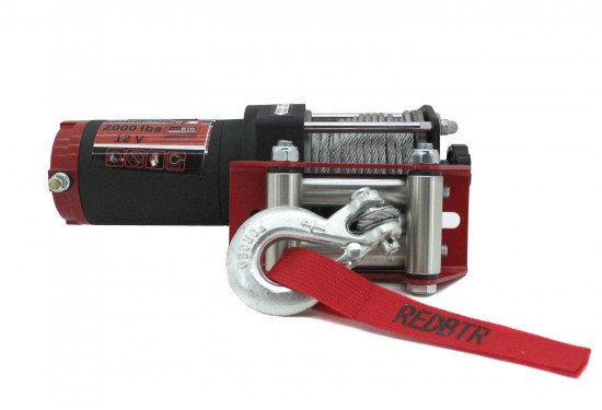 Лебедка электрическая redBTR серии QUATTRO с усиленным корпусом 12V 2000 lbs / 907 кг со стальным тросом