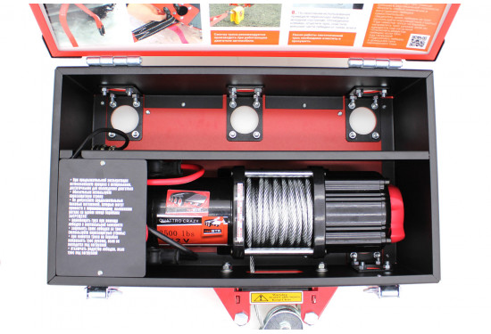 Лебедка электрическая переносная redBTR серии CITY 12V 3500 lbs / 1587 кг со стальным тросом